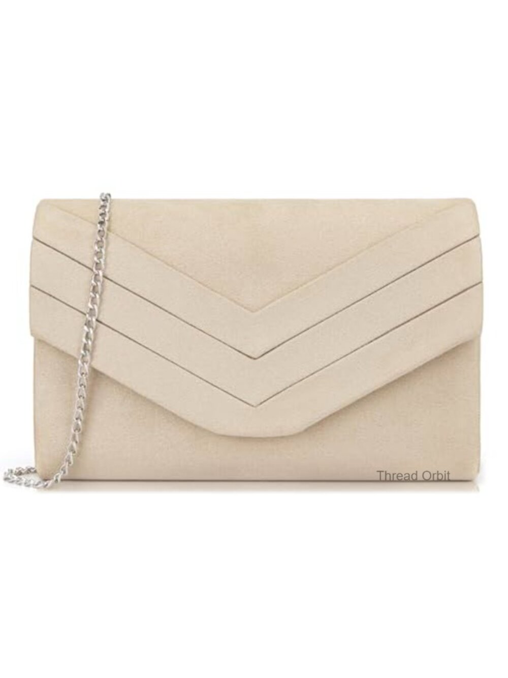 Suede Pleated Evening Clutch Purse with Chain - Magnetic Closure